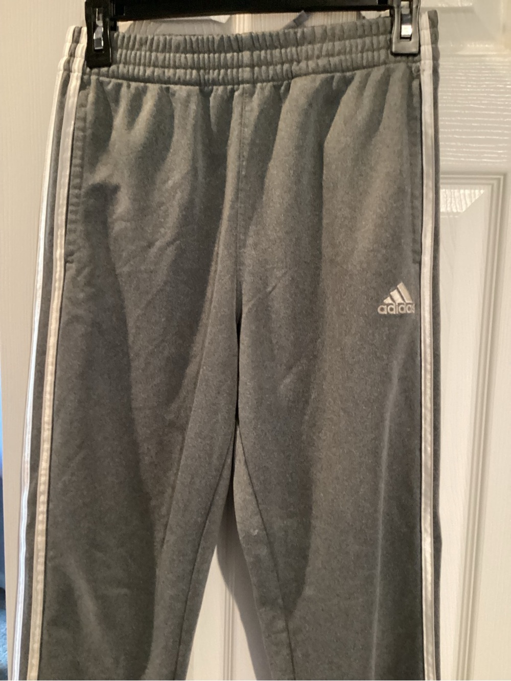 adidas Gray Kids Sweatpants with White Side Stripes